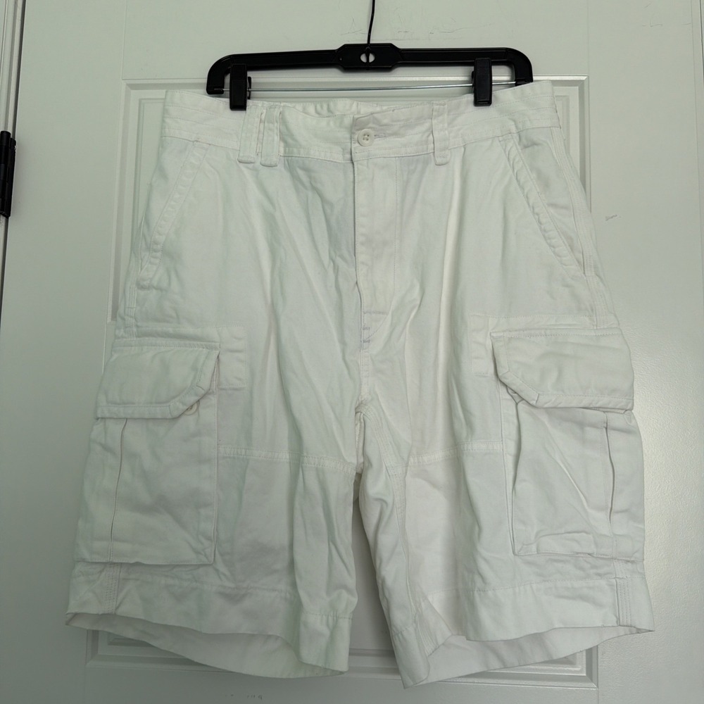 Polo Ralph Lauren Men's White Cargo Shorts 100% Cotton Size 34 in Excellent Cond